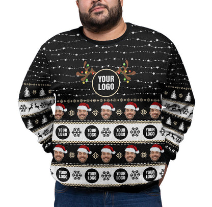 Personalized Face And Logo Christmas Sweater Plus Size