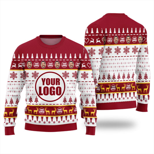 Personalized Face And Logo Funny Xmas Women Sweater With Preview