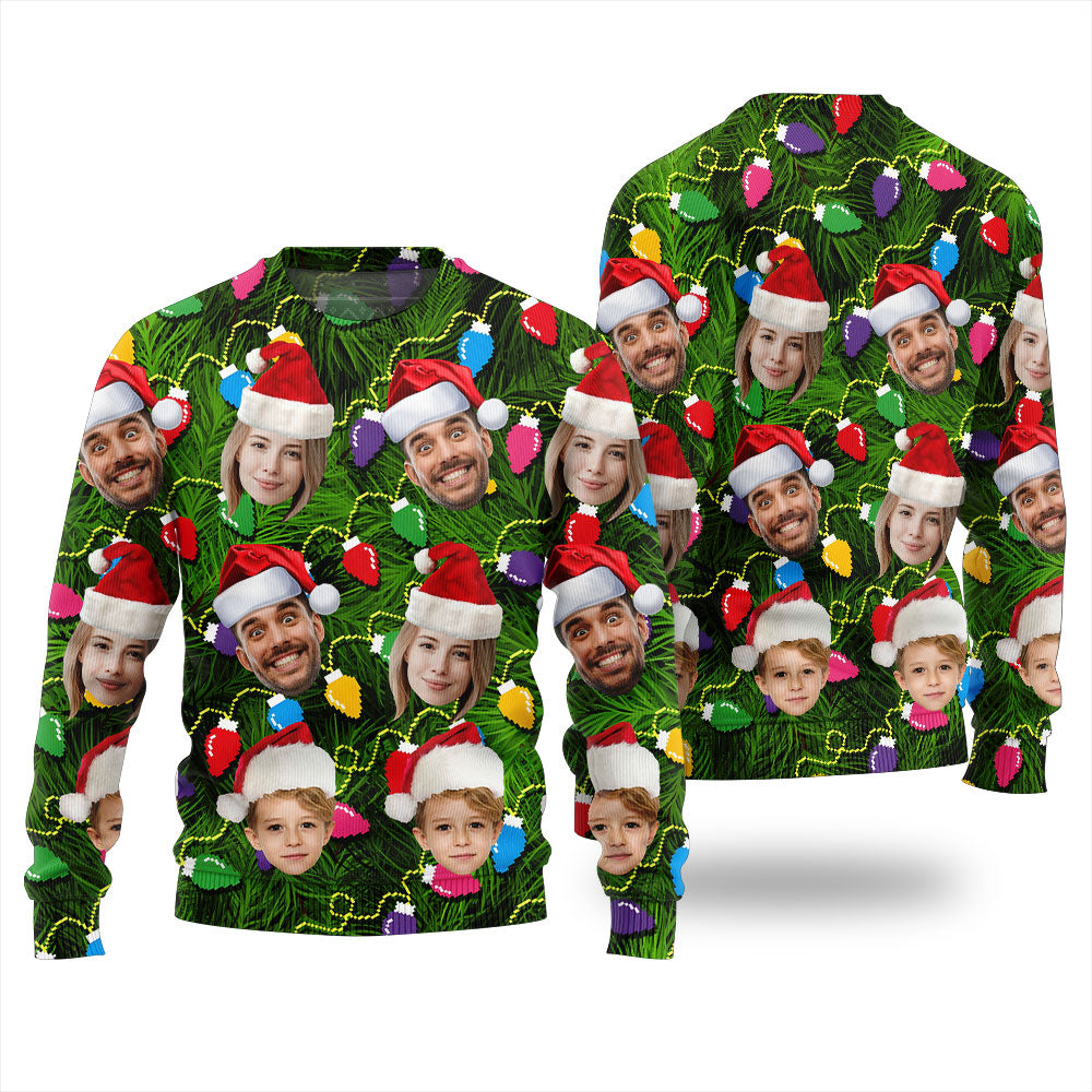 Personalized Face Christmas Lights Ugly Sweater