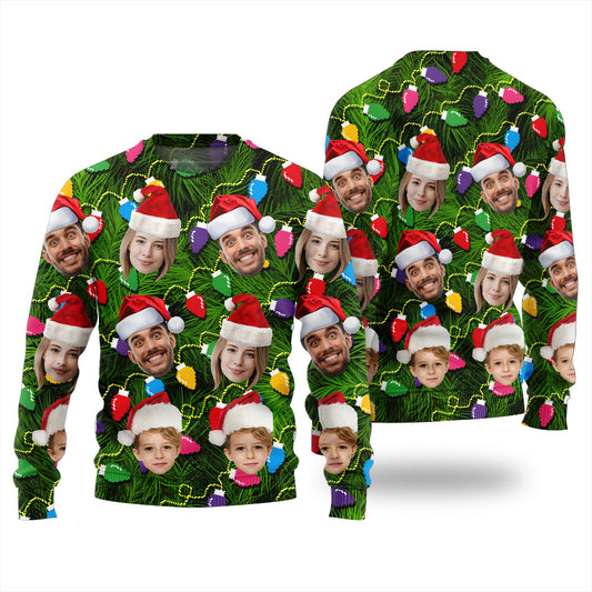 Personalized Face Christmas Lights Ugly Sweater