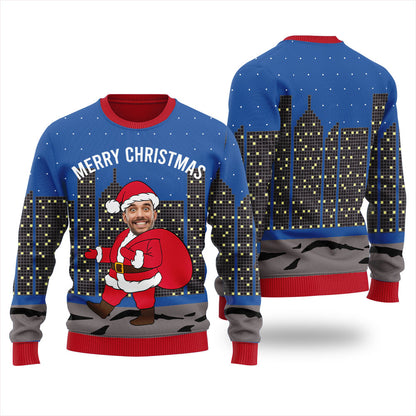Personalized Face City Santa Christmas Sweater