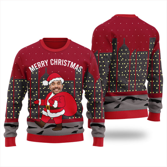 Personalized Face City Santa Christmas Sweater