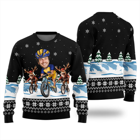 Personalized Face Cycling Christmas Sweater