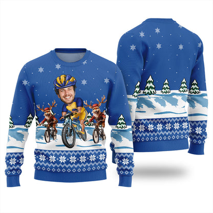 Personalized Face Cycling Christmas Sweater
