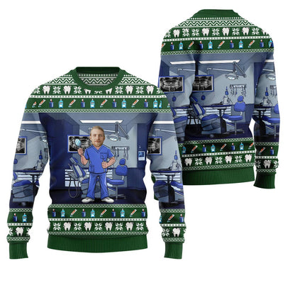Personalized Face Dentist Ugly Xmas Sweater