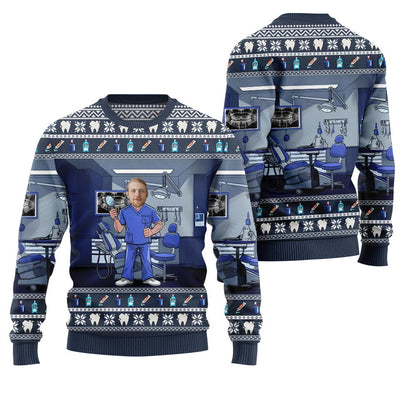 Personalized Face Dentist Ugly Xmas Sweater