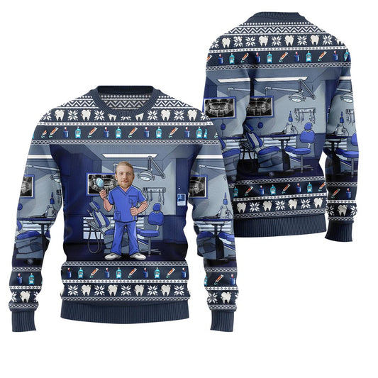 Personalized Face Dentist Ugly Xmas Sweater
