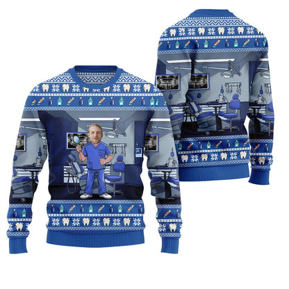Personalized Face Dentist Ugly Xmas Sweater