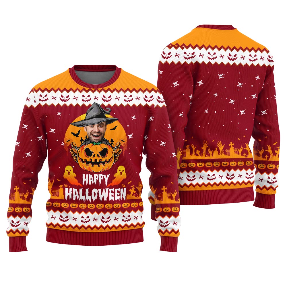 Happy Halloween Custom Christmas Ugly Sweater For Women