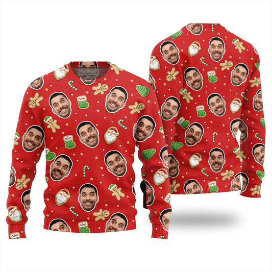 Personalized Face Holiday Icons Ugly Christmas Sweater