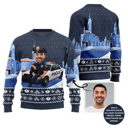 Personalized Face Police Ugly Christmas Sweater