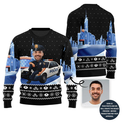 Personalized Face Police Ugly Christmas Sweater