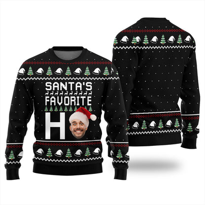 Personalized Face Santa's Favorite Ho Ugly Christmas Sweater