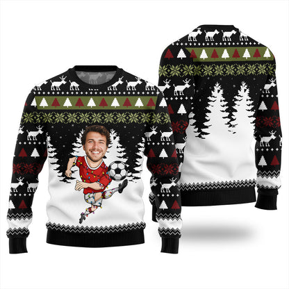 Personalized Face Soccer Christmas Sweater