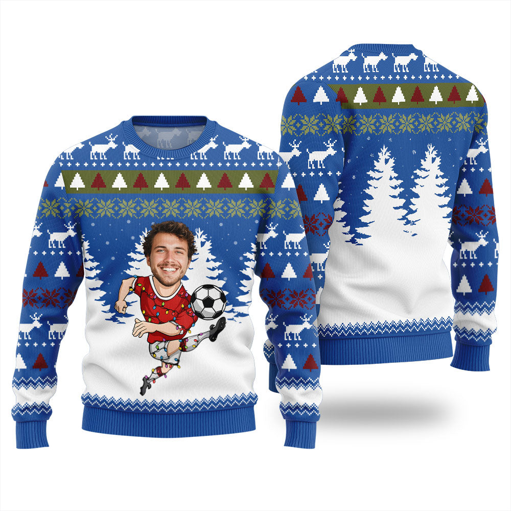 Personalized Face Soccer Christmas Sweater