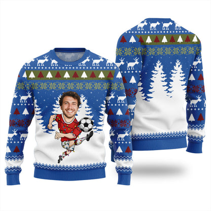 Personalized Face Soccer Christmas Sweater