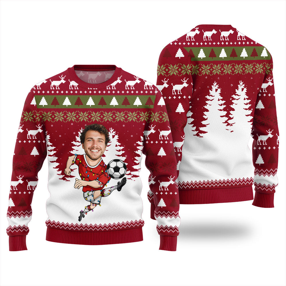 Personalized Face Soccer Christmas Sweater