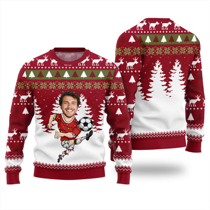 Personalized Face Soccer Christmas Sweater