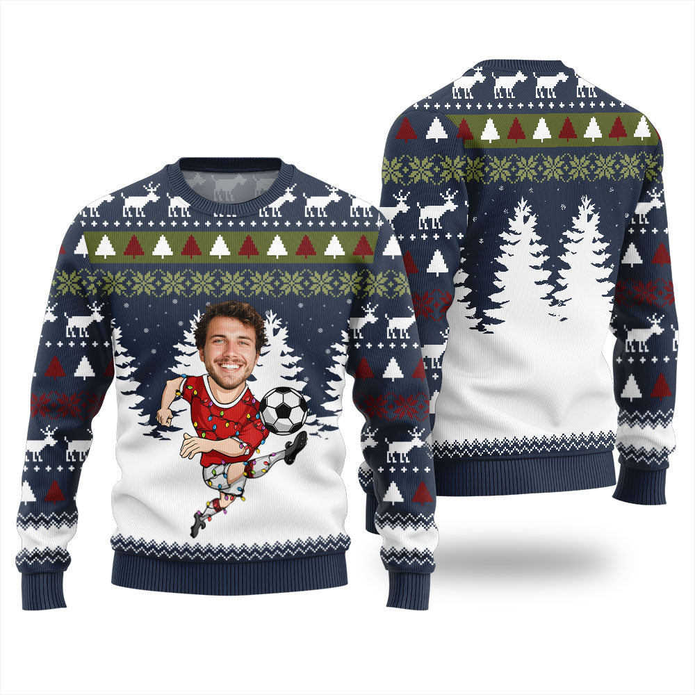 Personalized Face Soccer Christmas Sweater