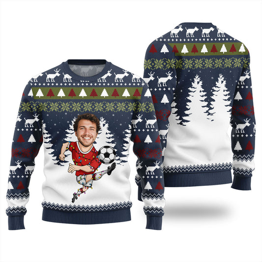 Personalized Face Soccer Christmas Sweater