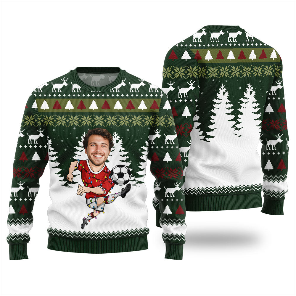 Personalized Face Soccer Christmas Sweater
