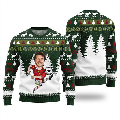 Personalized Face Soccer Christmas Sweater