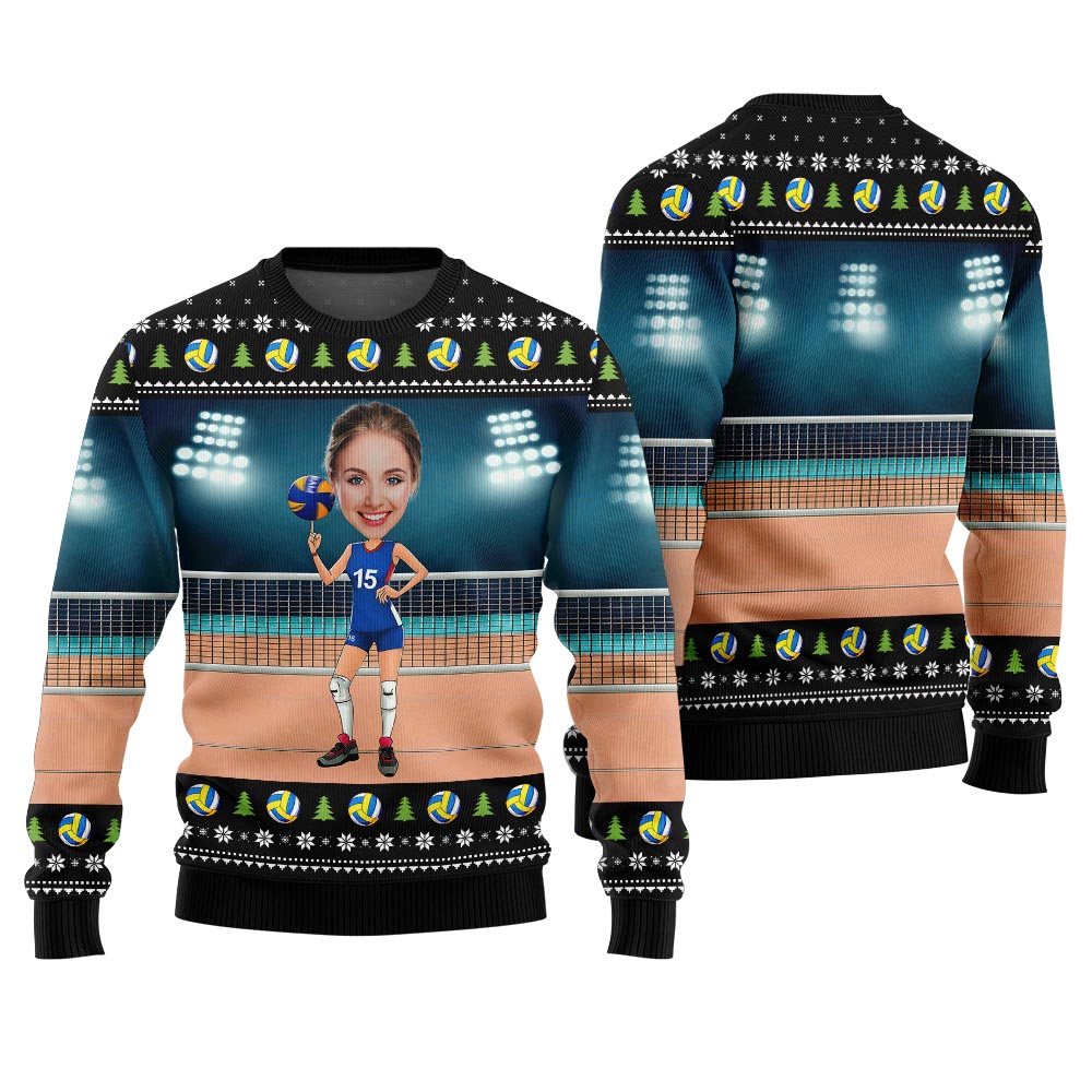 Personalized Face Volleyball Christmas Sweater