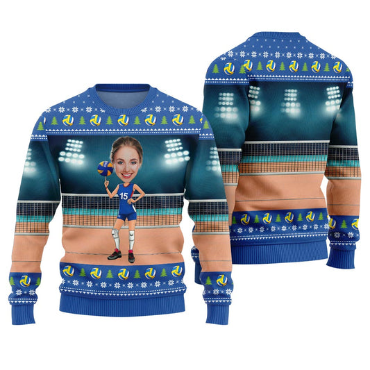 Personalized Face Volleyball Christmas Sweater