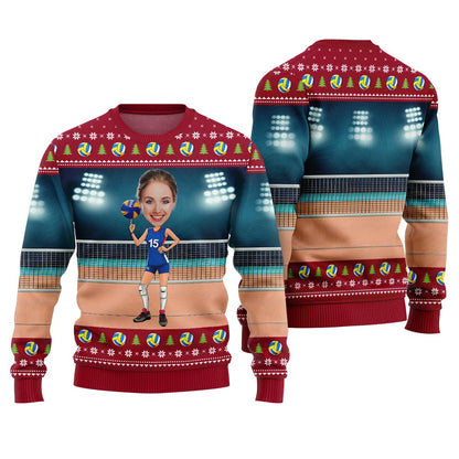 Personalized Face Volleyball Christmas Sweater