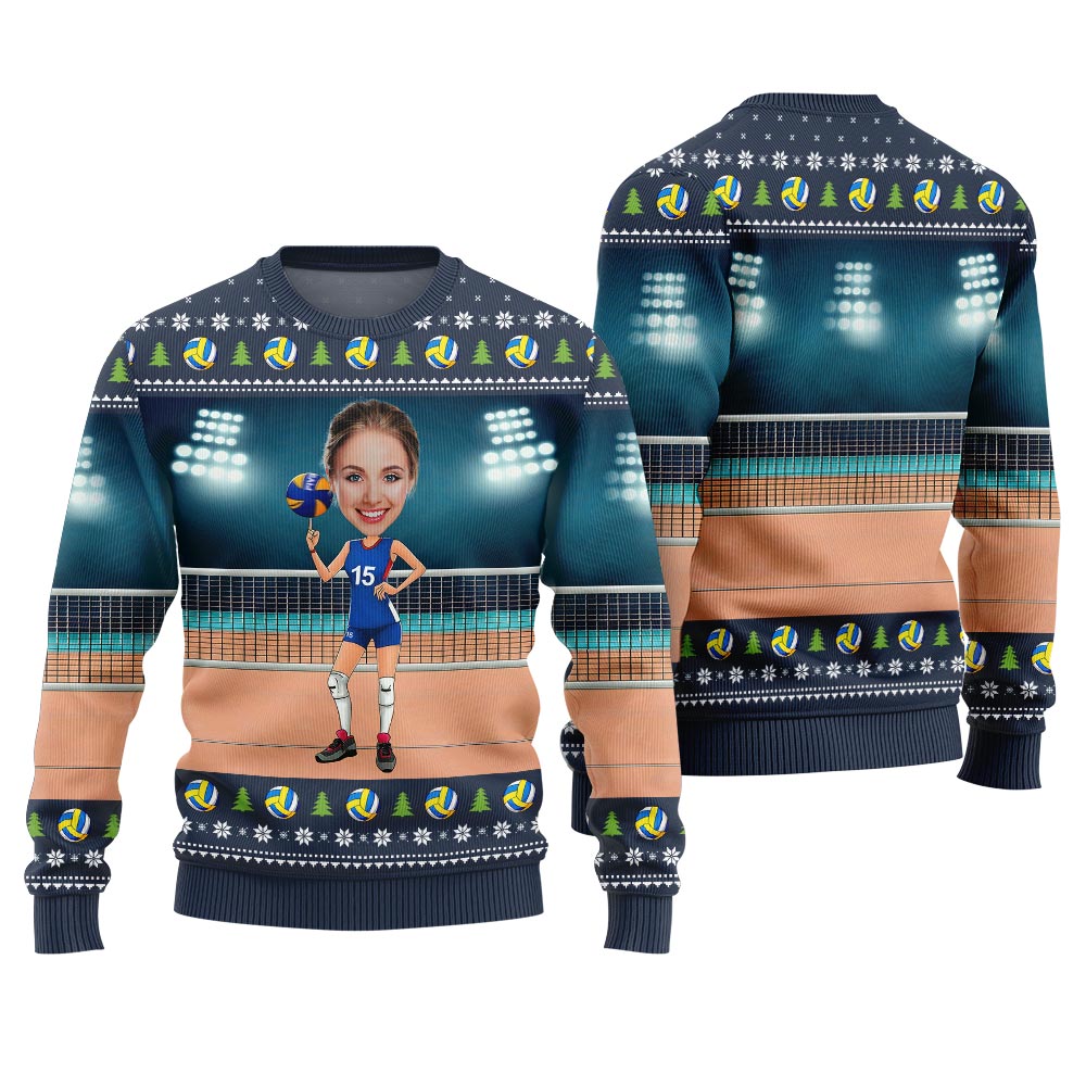 Personalized Face Volleyball Christmas Sweater