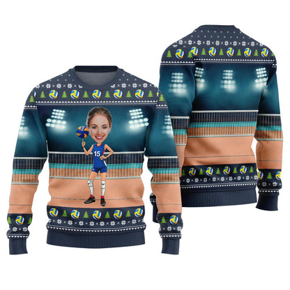 Personalized Face Volleyball Christmas Sweater