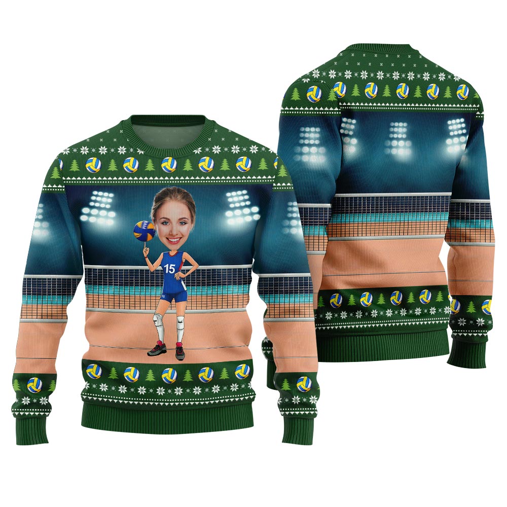 Personalized Face Volleyball Christmas Sweater