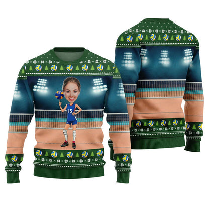 Personalized Face Volleyball Christmas Sweater