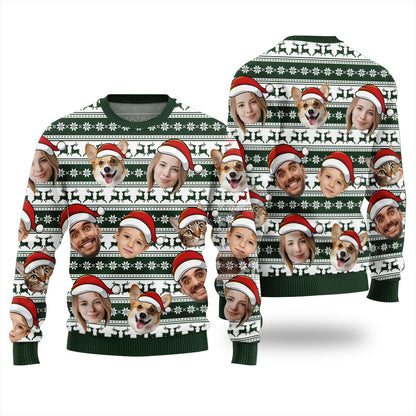 Personalized Face With Pet Ugly Xmas Sweater
