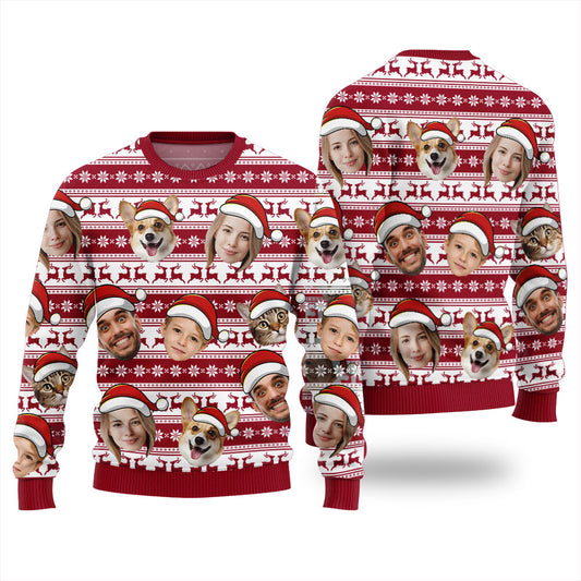 Personalized Face With Pet Ugly Xmas Sweater