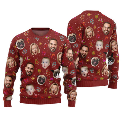 Personalized Faces and Pets Holiday Ugly Christmas Sweater