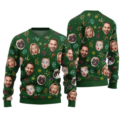 Personalized Faces and Pets Holiday Ugly Christmas Sweater