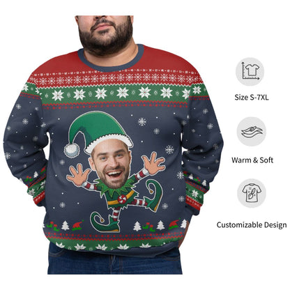 Personalized Funny Face Plus Size Christmas Sweater Adults