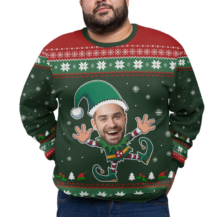 Personalized Funny Face Plus Size Christmas Sweater Adults