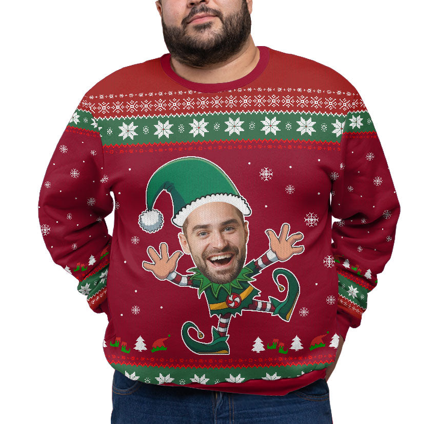 Personalized Funny Face Plus Size Christmas Sweater Adults