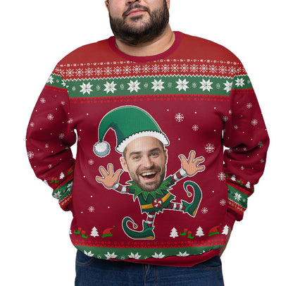 Personalized Funny Face Plus Size Christmas Sweater Adults