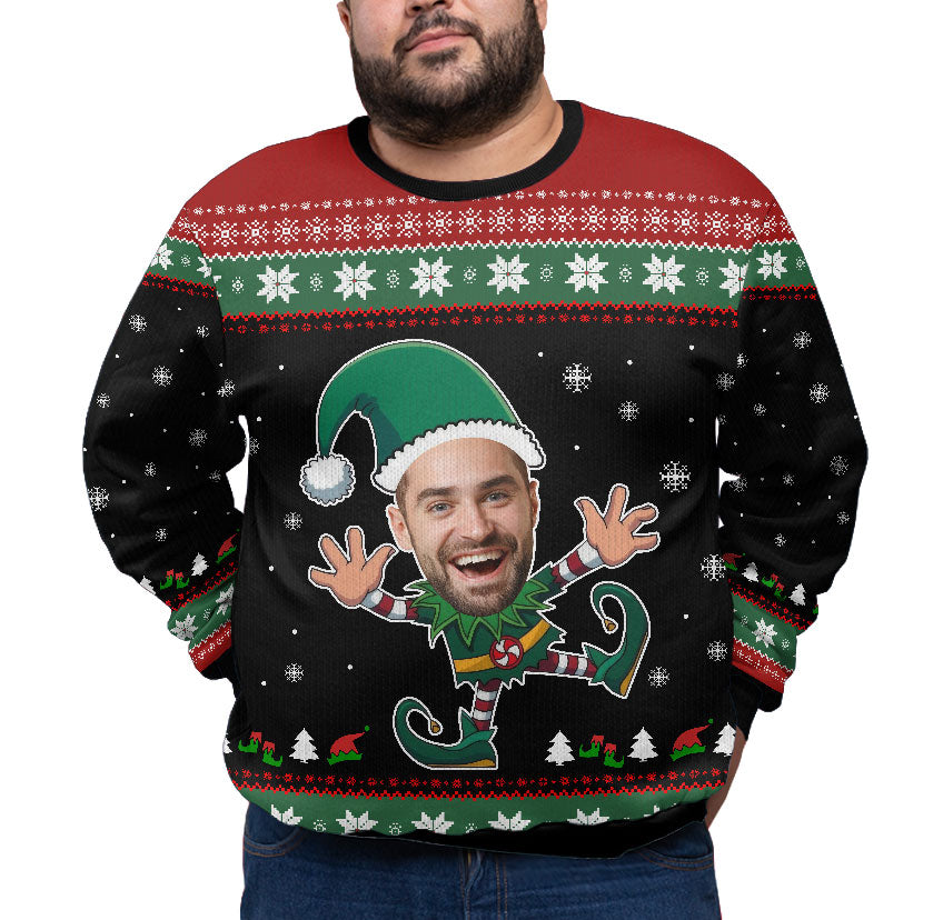Personalized Funny Face Plus Size Christmas Sweater Adults