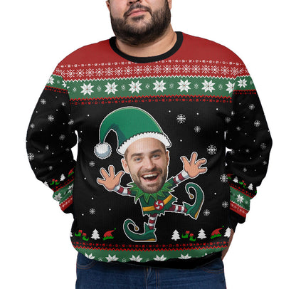 Personalized Funny Face Plus Size Christmas Sweater Adults