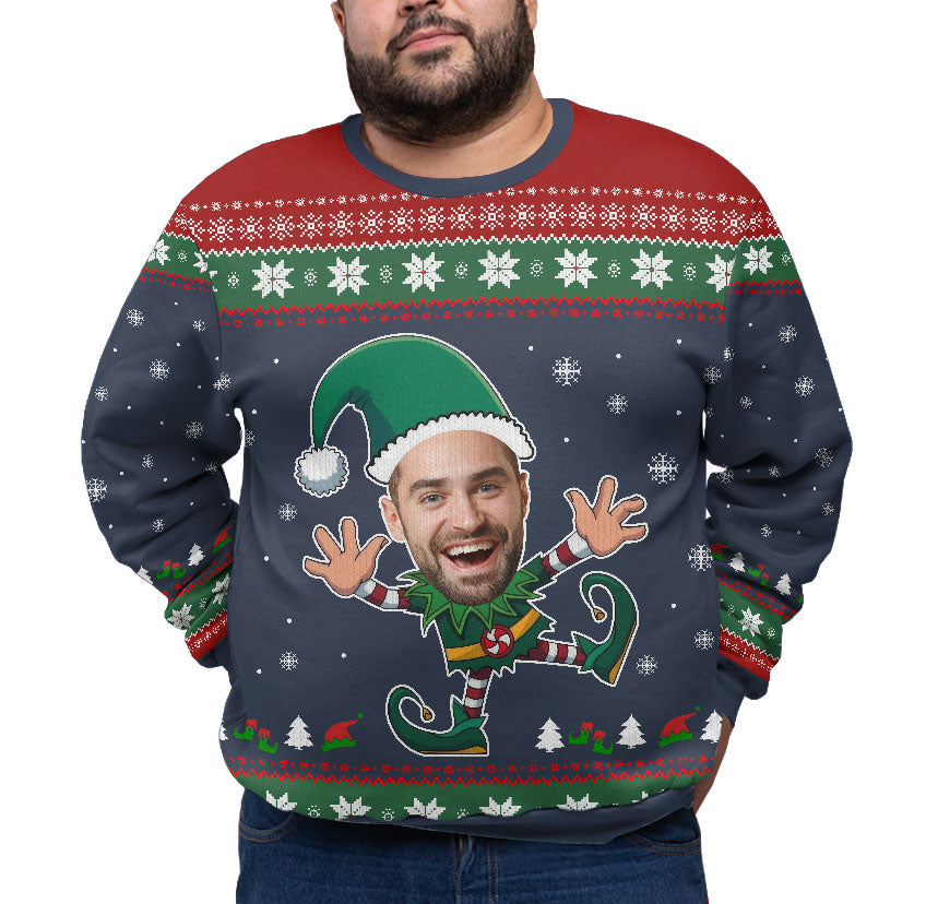 Personalized Funny Face Plus Size Christmas Sweater Adults