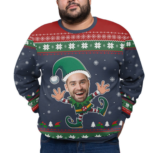 Personalized Funny Face Plus Size Christmas Sweater Adults