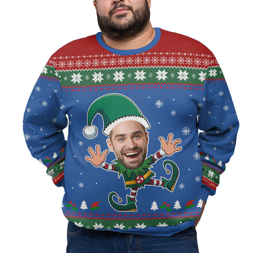 Personalized Funny Face Plus Size Christmas Sweater Adults