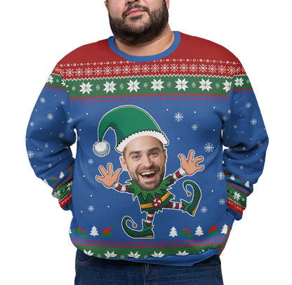 Personalized Funny Face Plus Size Christmas Sweater Adults