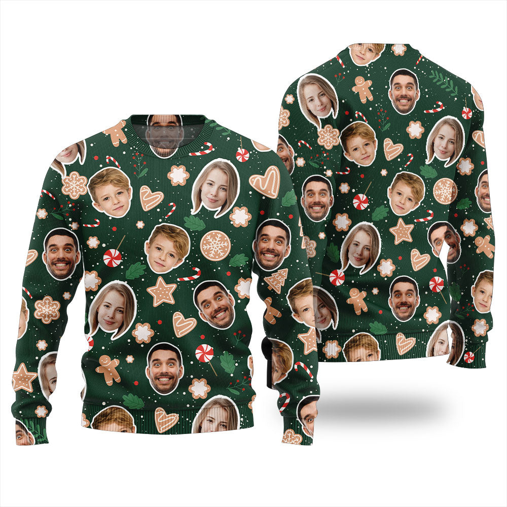Personalized Gingerbread Faces Christmas Sweater