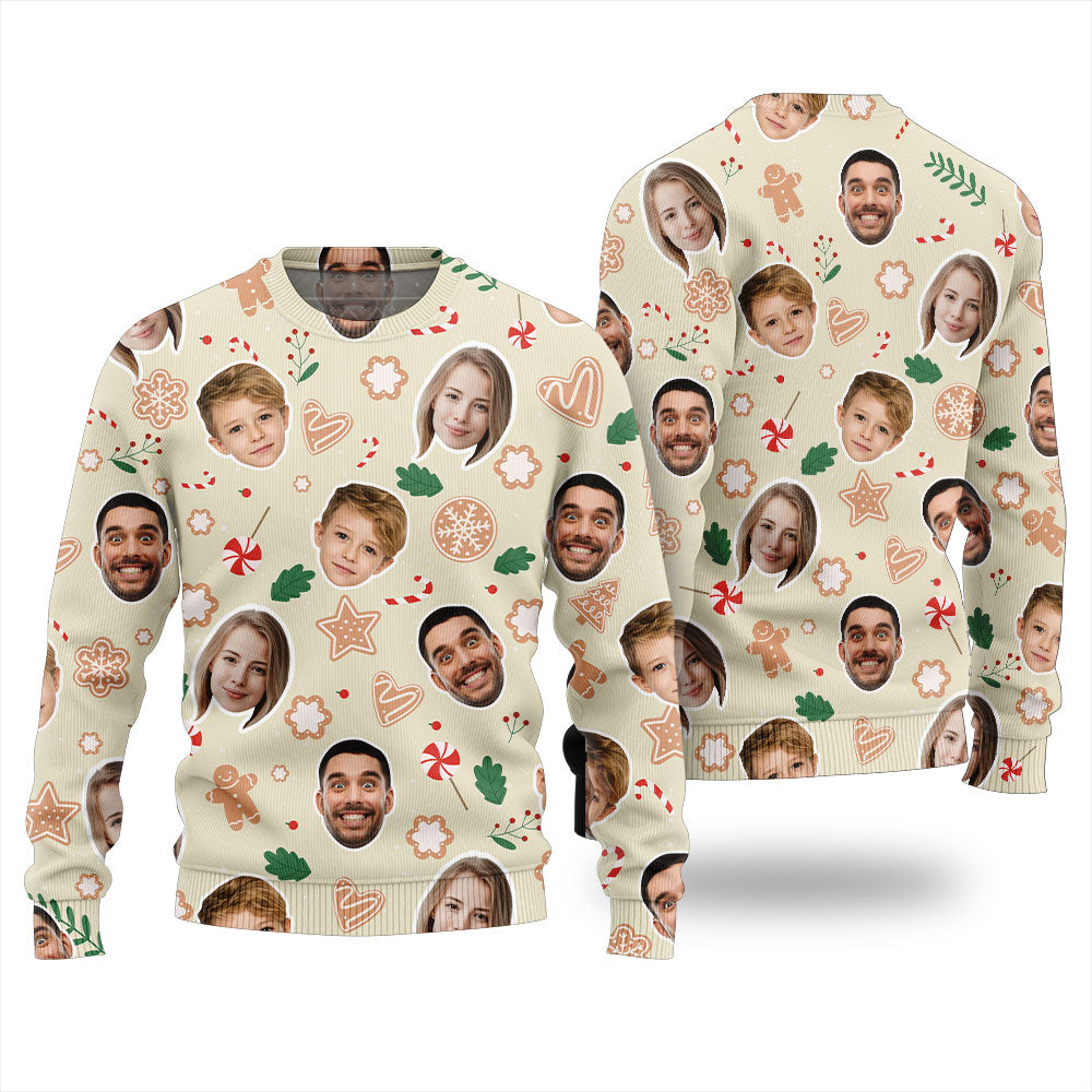Personalized Gingerbread Faces Christmas Sweater