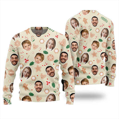Personalized Gingerbread Faces Christmas Sweater